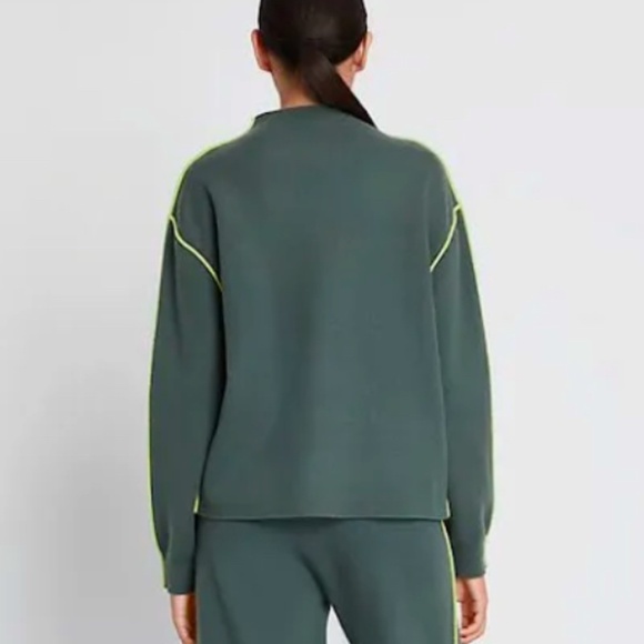 EUC! Tory Burch Sport Double Face Wool Mock Neck - Size M - Winter Olive - Picture 2 of 8